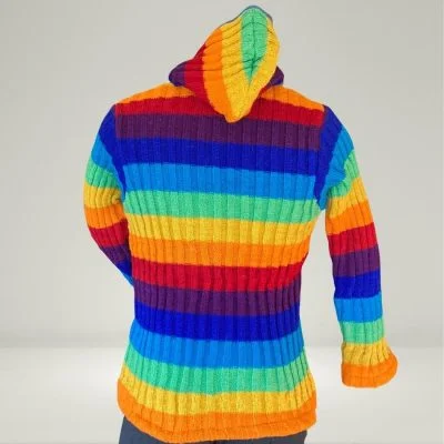 rainbow wool hoodie jacket