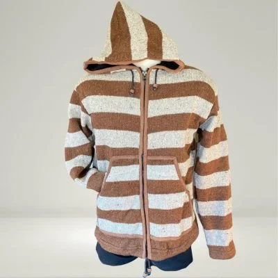 fair trade wool jacket brown stripes