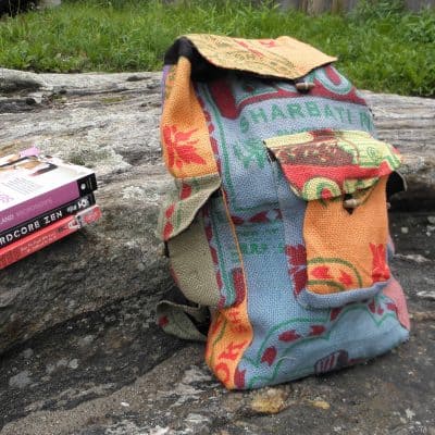 Jute Backpack from Recycled Rice Bags