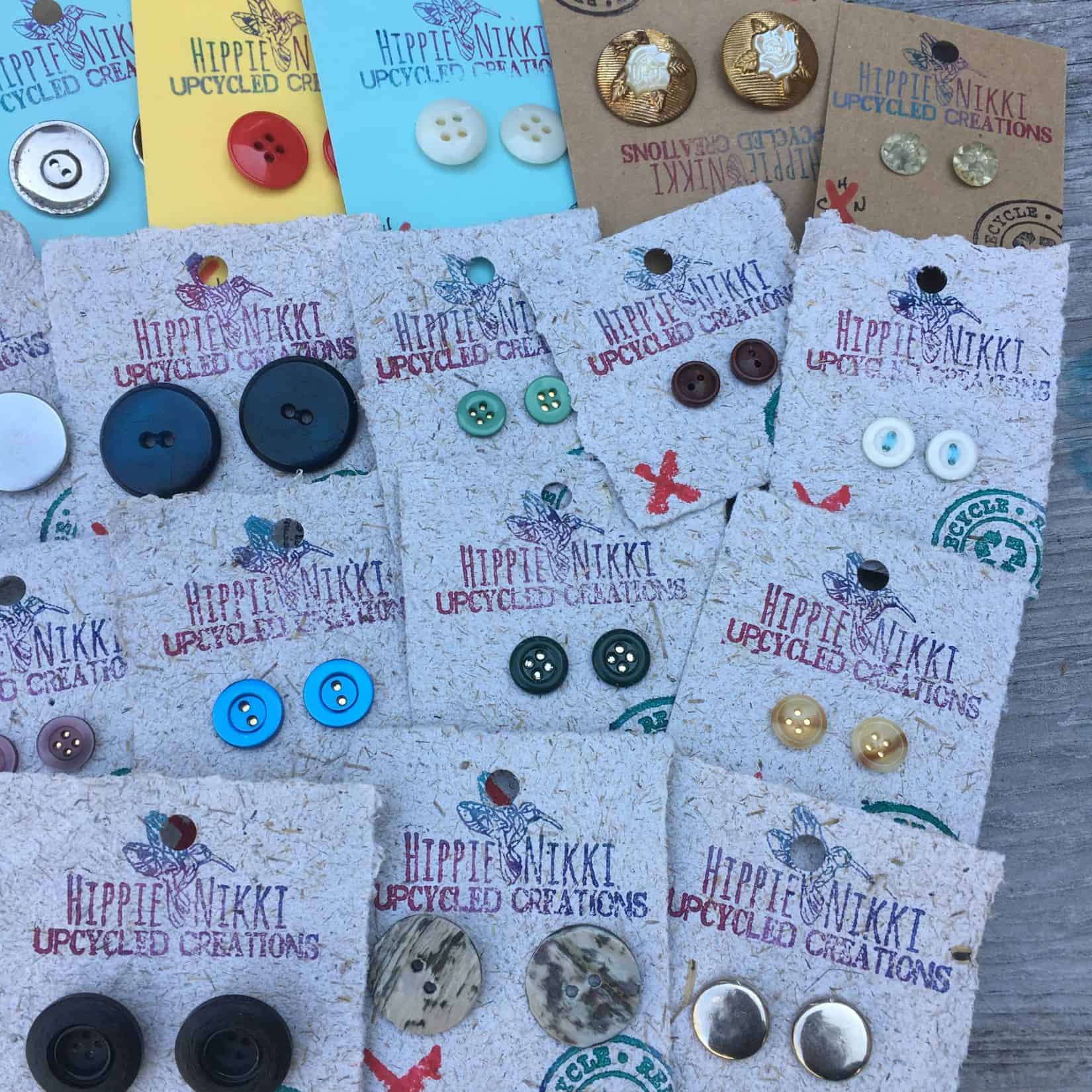 Upcycled Vintage Button Earrings Handmade by Nikki Topete TREE CHIC Eco  Boutique