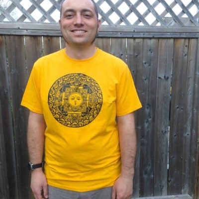 Fair Trade Mens T-Shirt Mandala Yellow