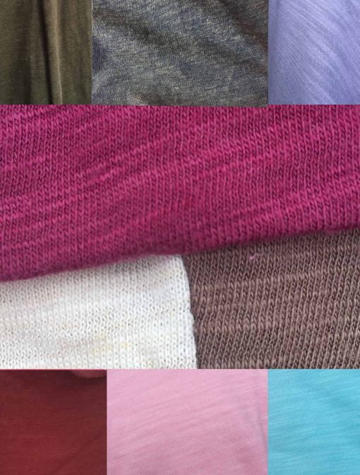 From top left: moss, heather forest, lilac, berry, heather almond, driftwood grey, nova red, light pink, robins egg blue