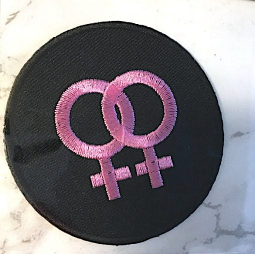 Embroidered Iron On Patch - Female/Female Circle