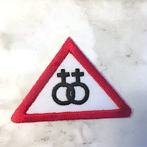 Embroidered Iron On Patch - Female/Female Triangle