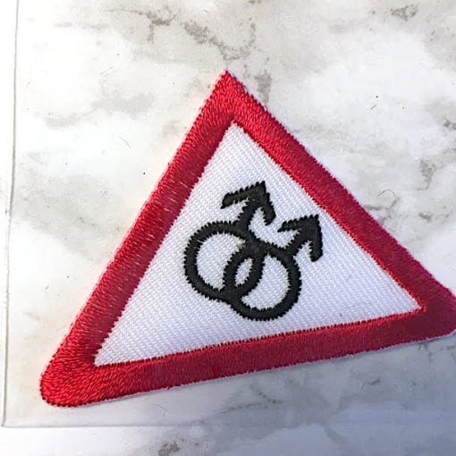 Embroidered Iron On Patch - Male/Male Triangle