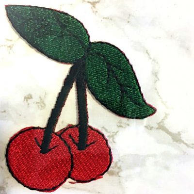 Embroidered Iron On Patch - Cherries