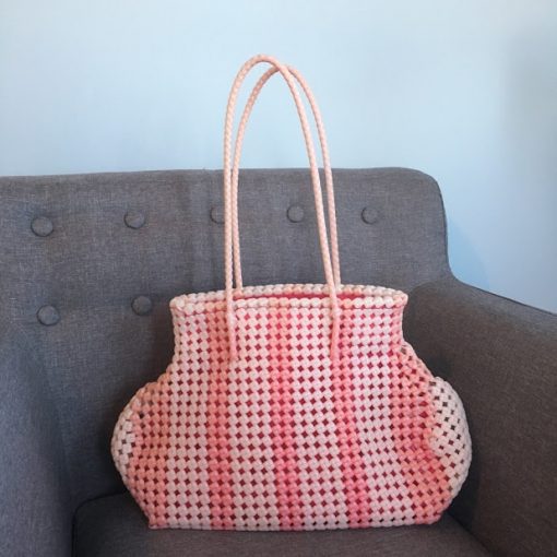 Two tone pink recycled fair trade shoulder bag