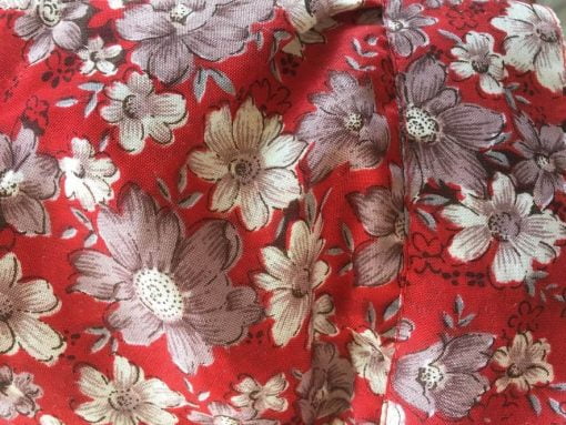 fair trade sari top red grey flowers