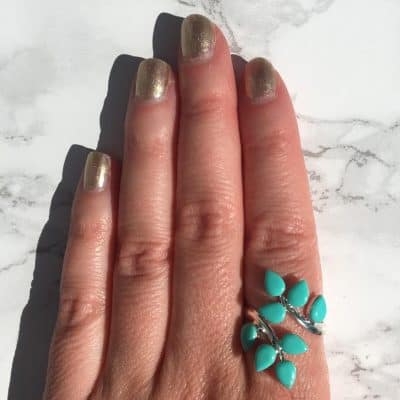 sterling silver turquoise branch leaves ring fair trade