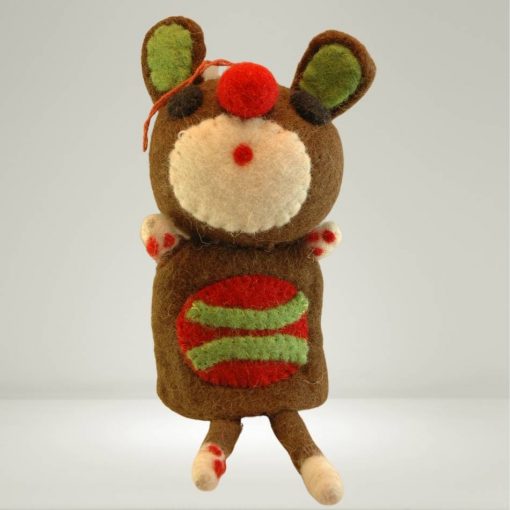 Fair Trade holiday ornament handmade felt wool Christmas mouse