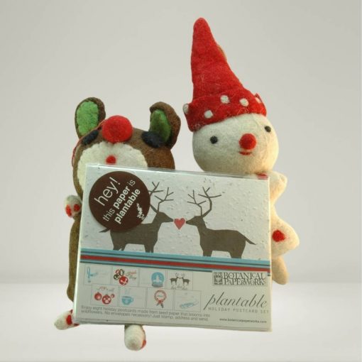 Fair Trade holiday ornament handmade felt wool elf cute red hat